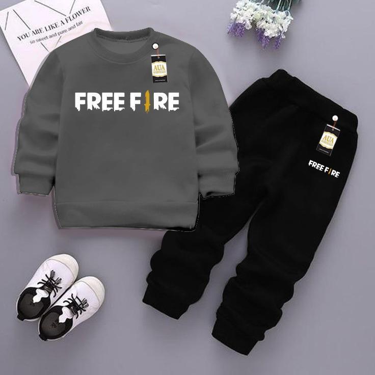 Kids Fleece Tracksuit Grey Black F24 Print 1-12Y