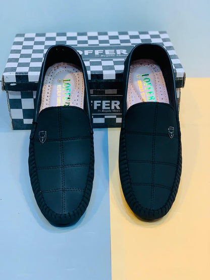 Men's Black Rexine Casual Loafers Lightweight
